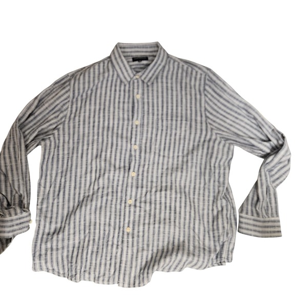 Lucky Brand Shirt Mens 2XL Blue White Striped Button Down Long Sleeve Casual - Picture 1 of 6